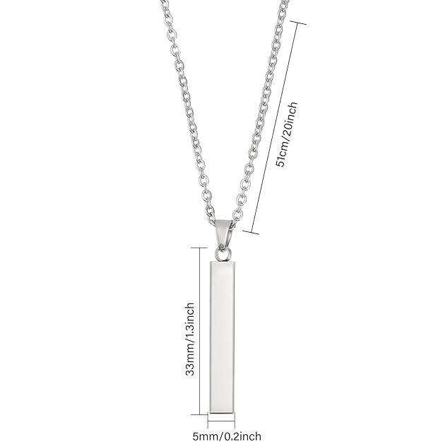 Image of Stainless-Steel Rectangular Necklace